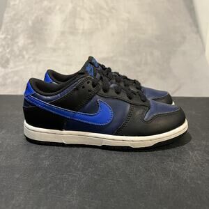 Nike Dunk Low Shoes Youth Size 2Y Black Racer Blue Leather Casual Sneakers Kids